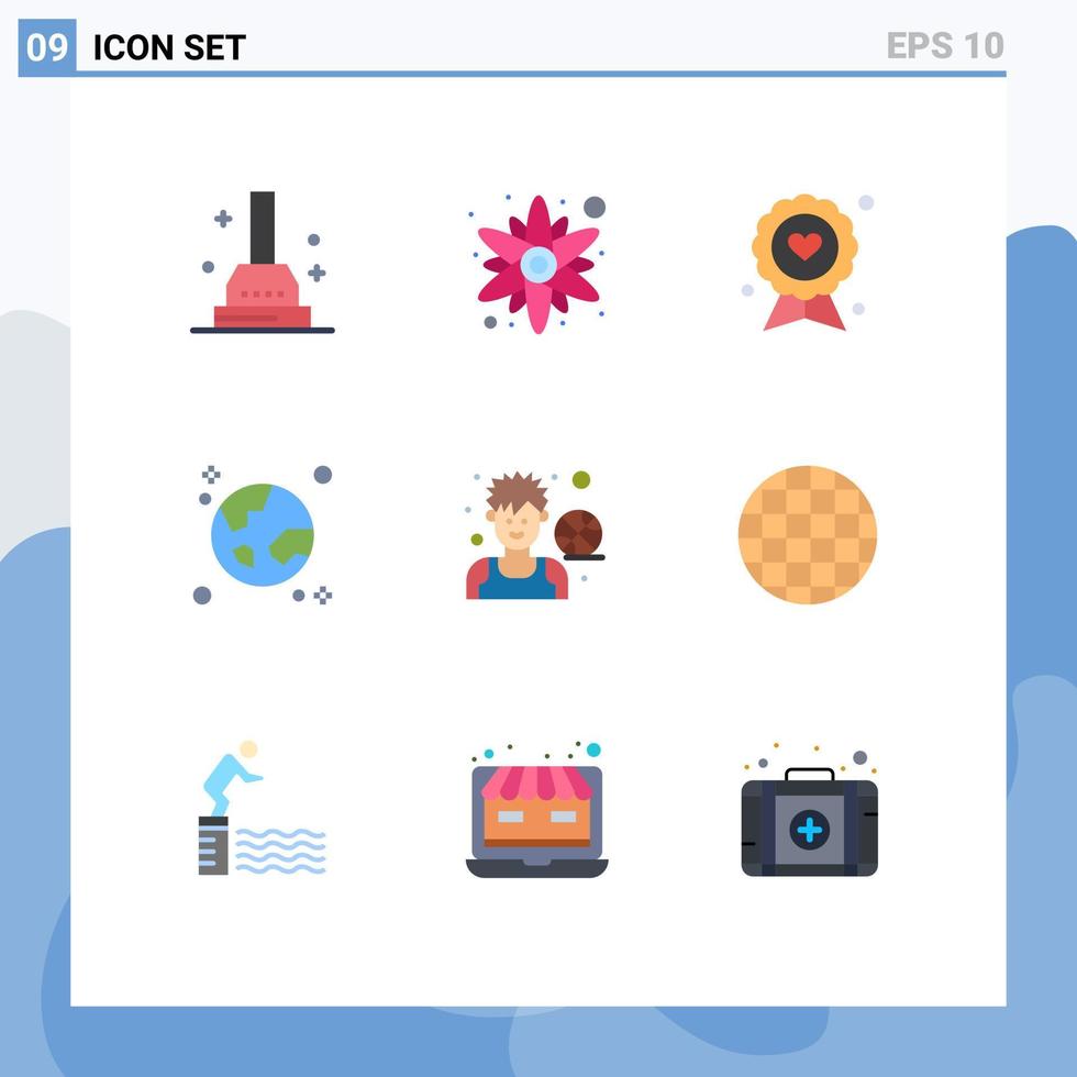 mobile interfaccia piatto colore impostato di 9 pittogrammi di avatar pianeta padre globo terra modificabile vettore design elementi