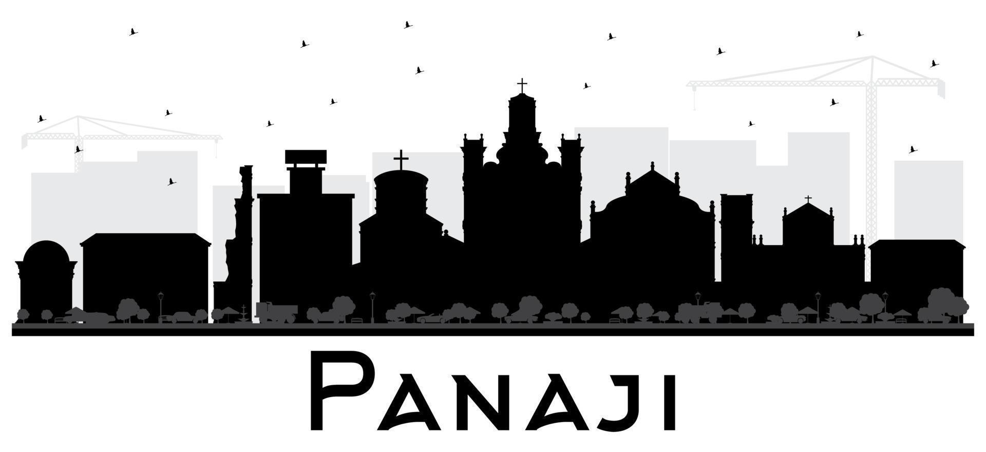 panaji India città orizzonte silhouette con nero edifici isolato su bianca. vettore