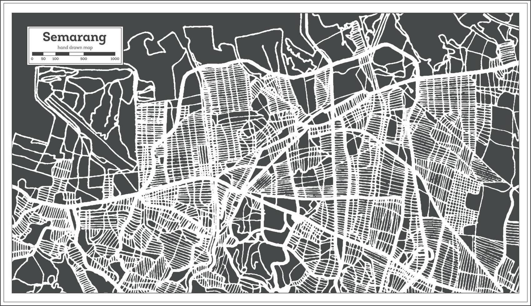 semarang Indonesia città carta geografica nel retrò stile. schema carta geografica. vettore