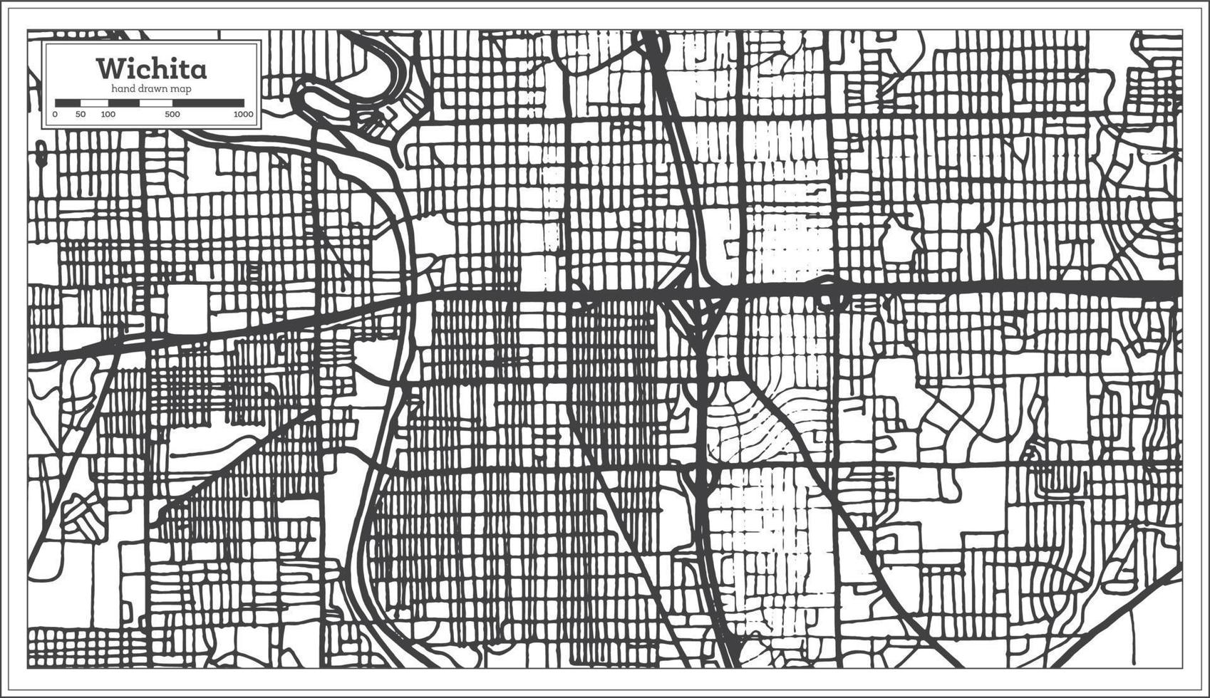 wichita Kansas Stati Uniti d'America città carta geografica nel retrò stile. schema carta geografica. vettore