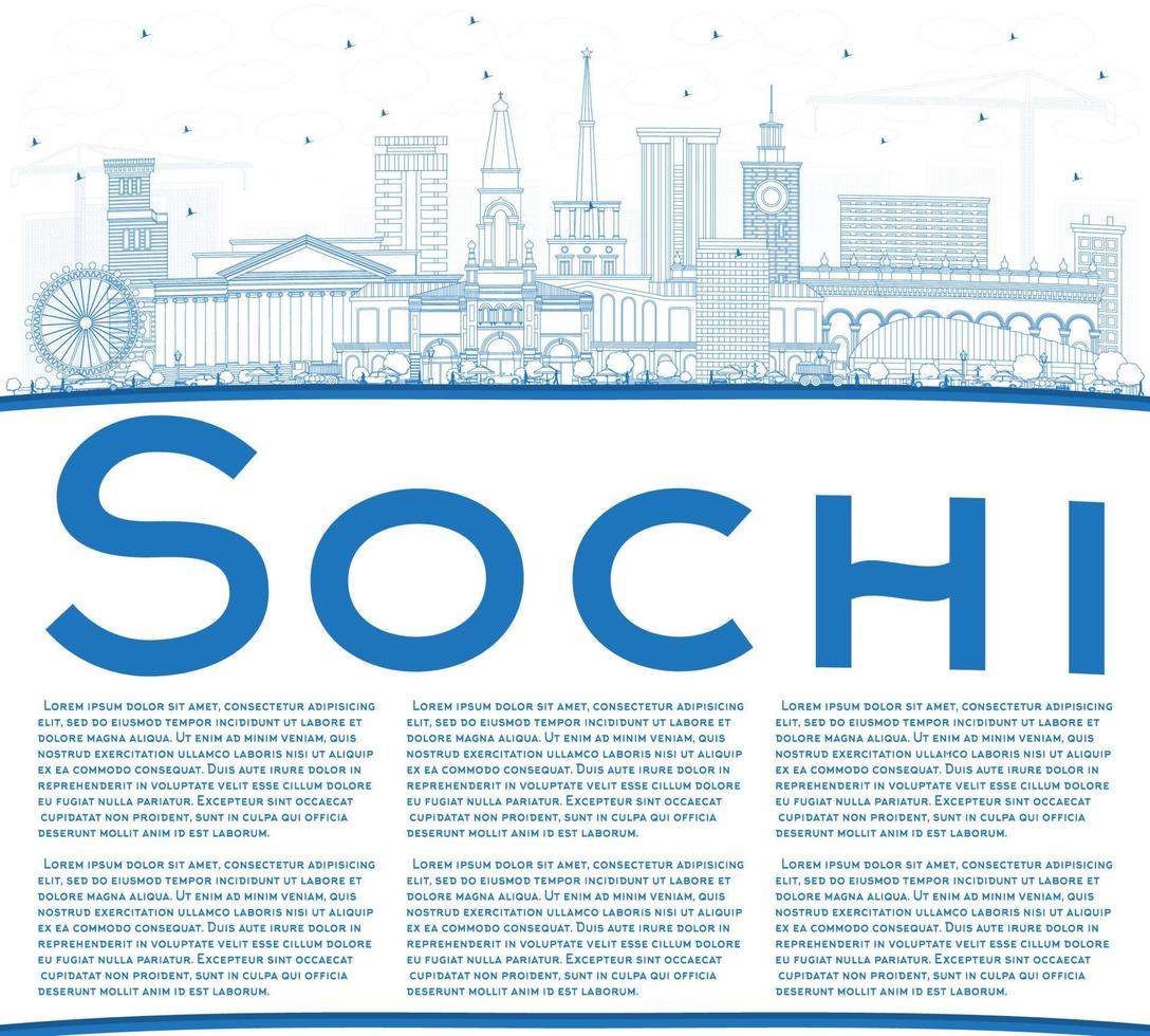 schema sochi Russia città orizzonte con blu edifici e copia spazio. vettore