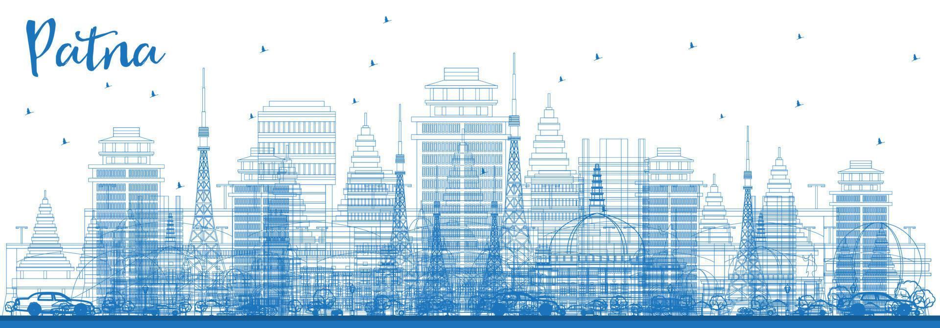 schema patna India città orizzonte con blu edifici. vettore