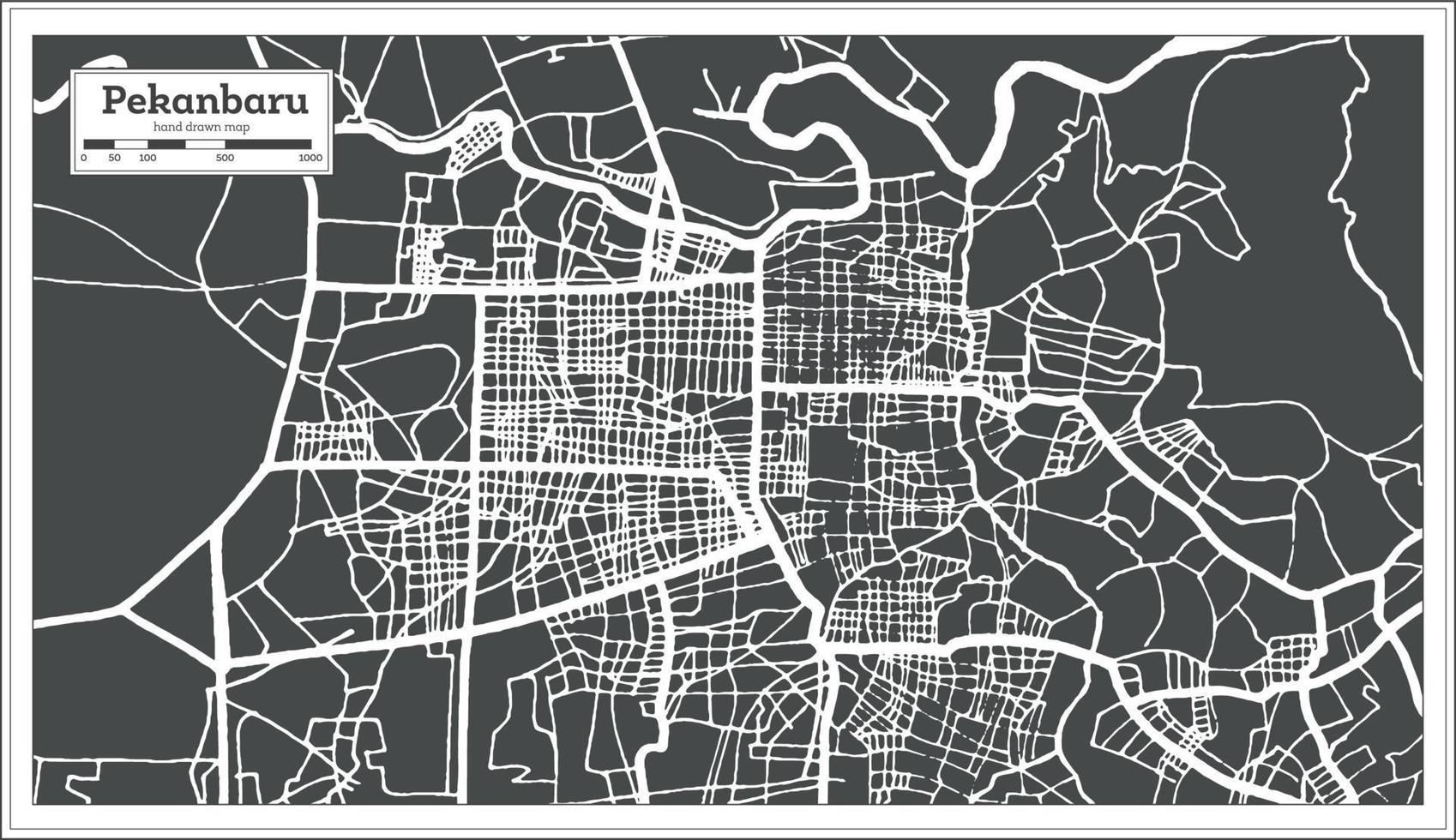 pekanbaru Indonesia città carta geografica nel retrò stile. schema carta geografica. vettore