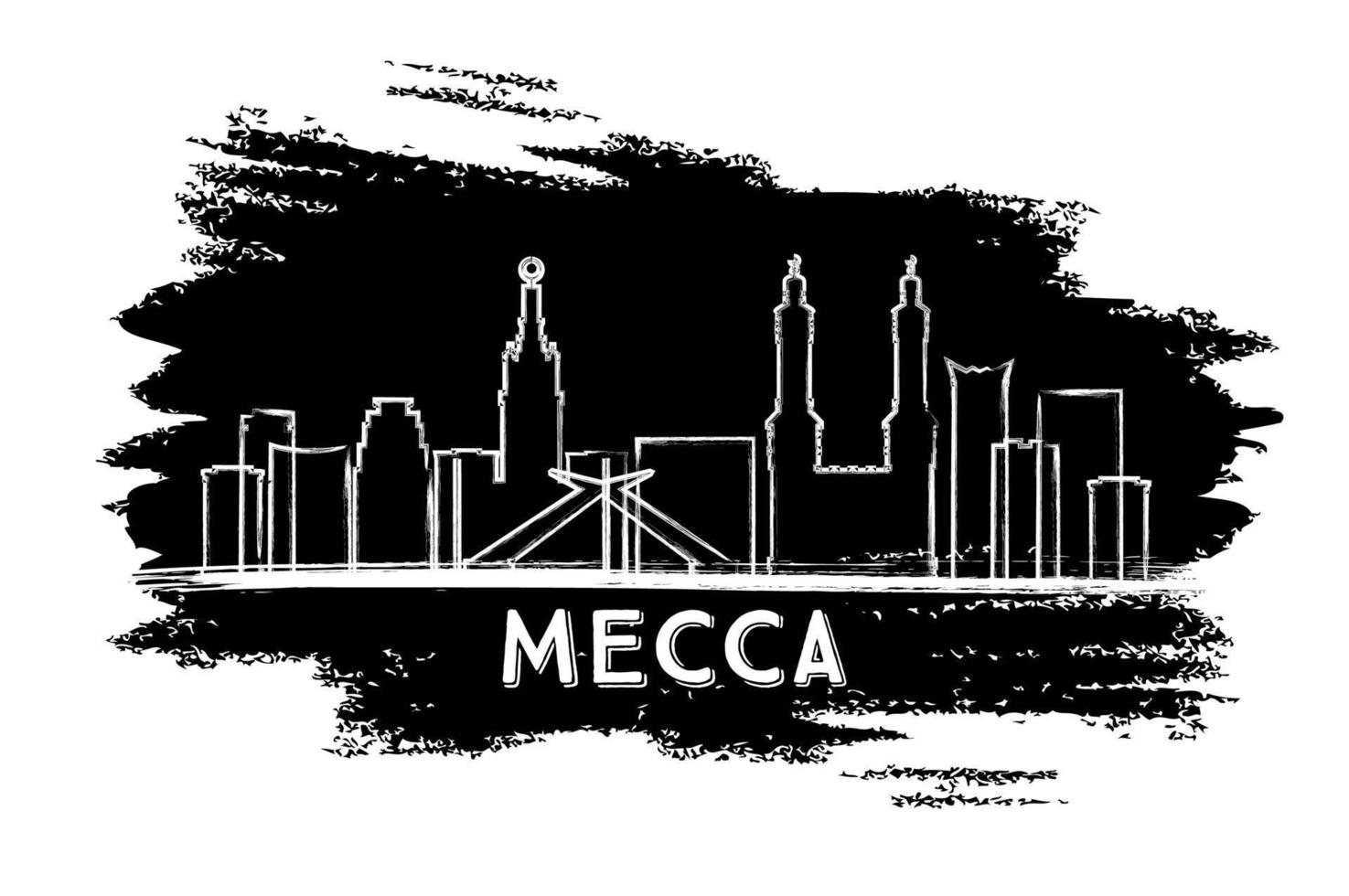 mecca Arabia arabia città orizzonte silhouette. mano disegnato schizzo. vettore
