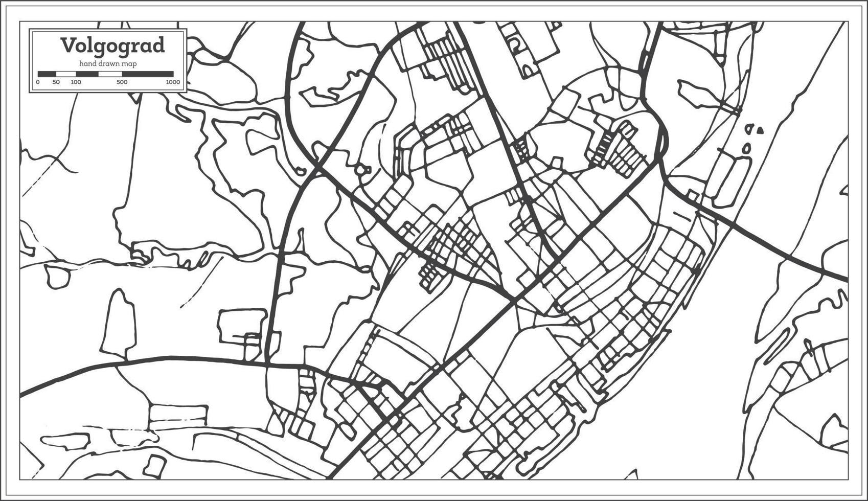 volgograd Russia città carta geografica nel retrò stile. schema carta geografica. vettore