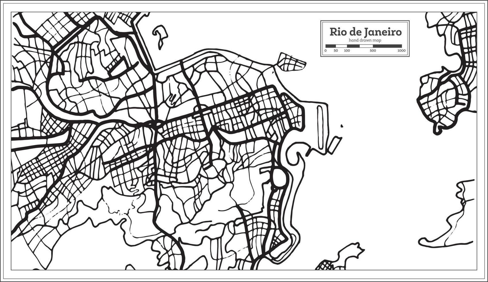 rio de janeiro città carta geografica nel nero e bianca colore. vettore