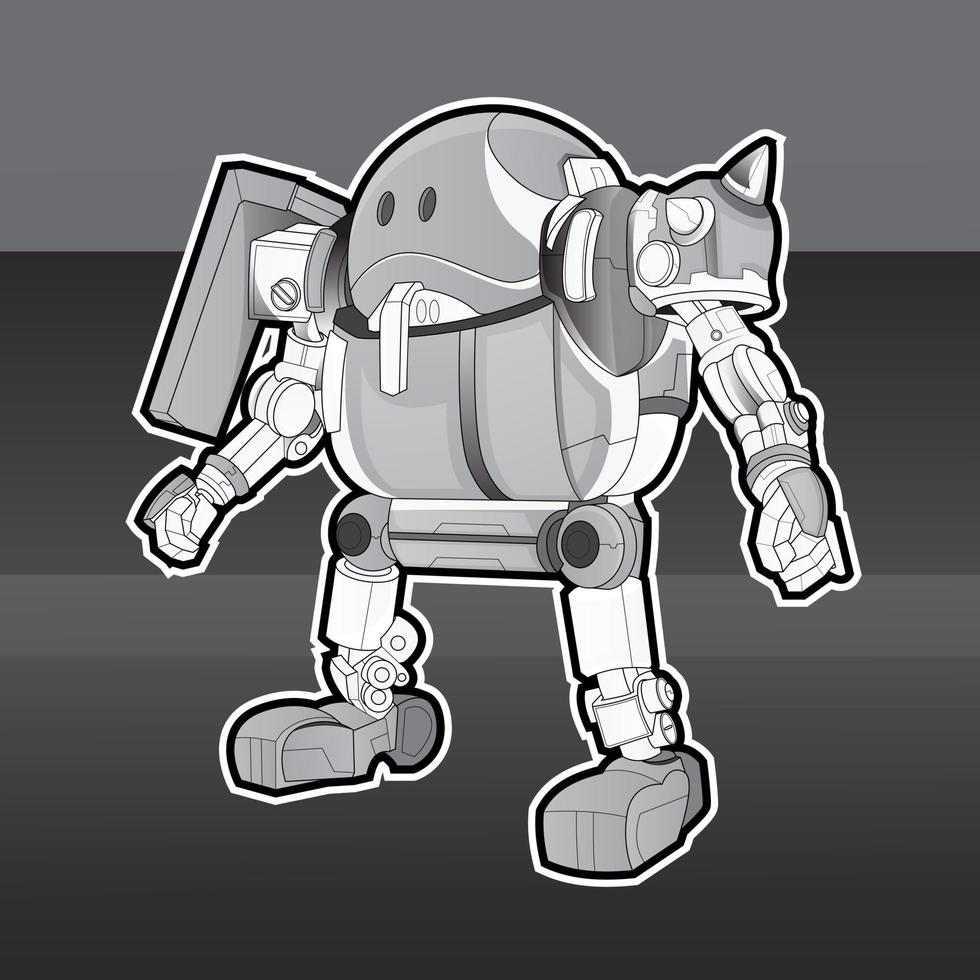 colorazione immagine futuristico robot costruttore piatto icona impostare. cartone animato androide personaggio design vettore