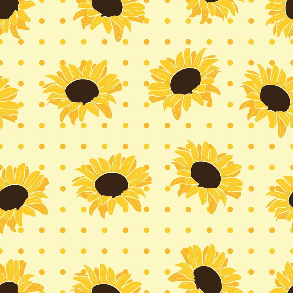 girasoli e puntini modello design. bene per stampe, involucro carta, tessili, e tessuto. disegnato a mano sfondo. botanico piastrella. il superficie modello design. vettore