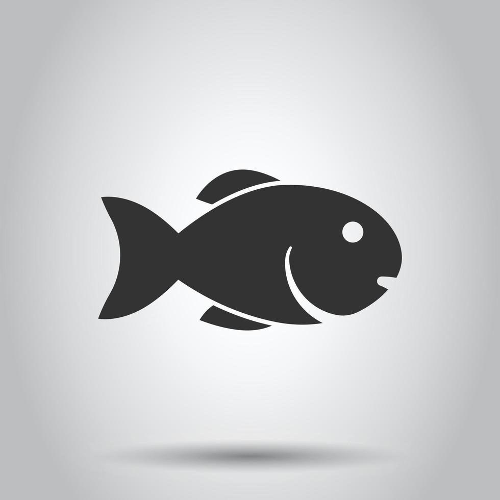 pesce icona nel piatto stile. frutti di mare vettore illustrazione su bianca isolato sfondo. mare animale attività commerciale concetto.