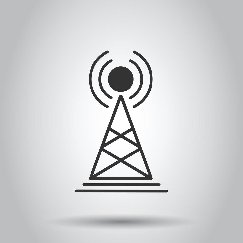 antenna Torre icona nel piatto stile. emittente vettore illustrazione su bianca isolato sfondo. Wi-Fi attività commerciale concetto.