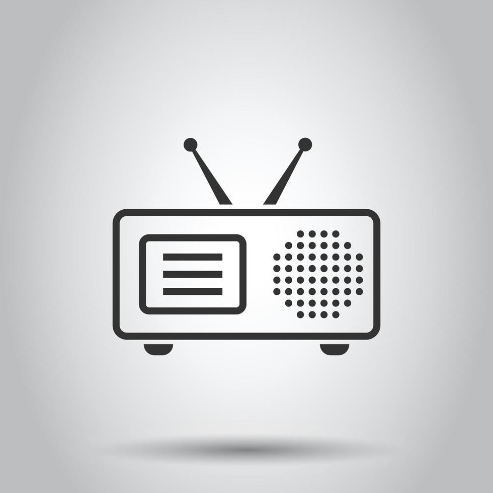 Radio icona nel piatto stile. fm trasmissione vettore illustrazione su bianca isolato sfondo. trasmissione radiofonica attività commerciale concetto.