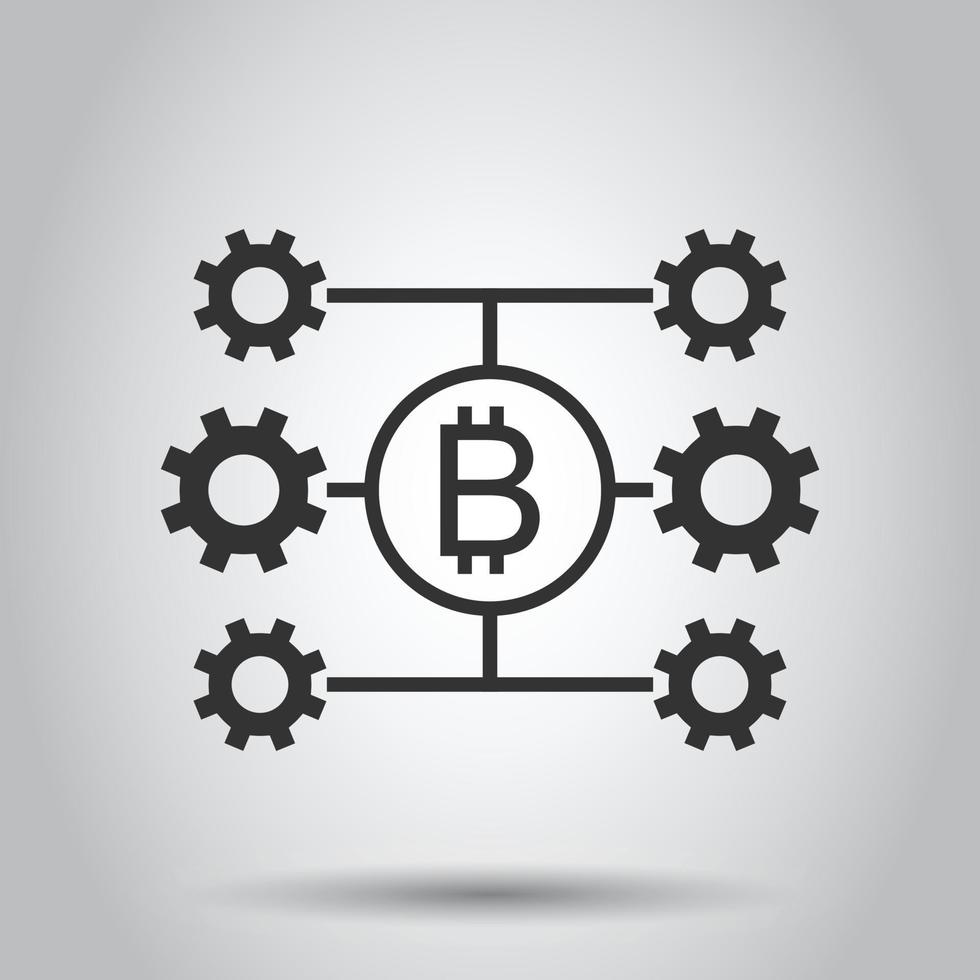 bitcoin icona nel piatto stile. blockchain vettore illustrazione su bianca isolato sfondo. criptovaluta attività commerciale concetto.