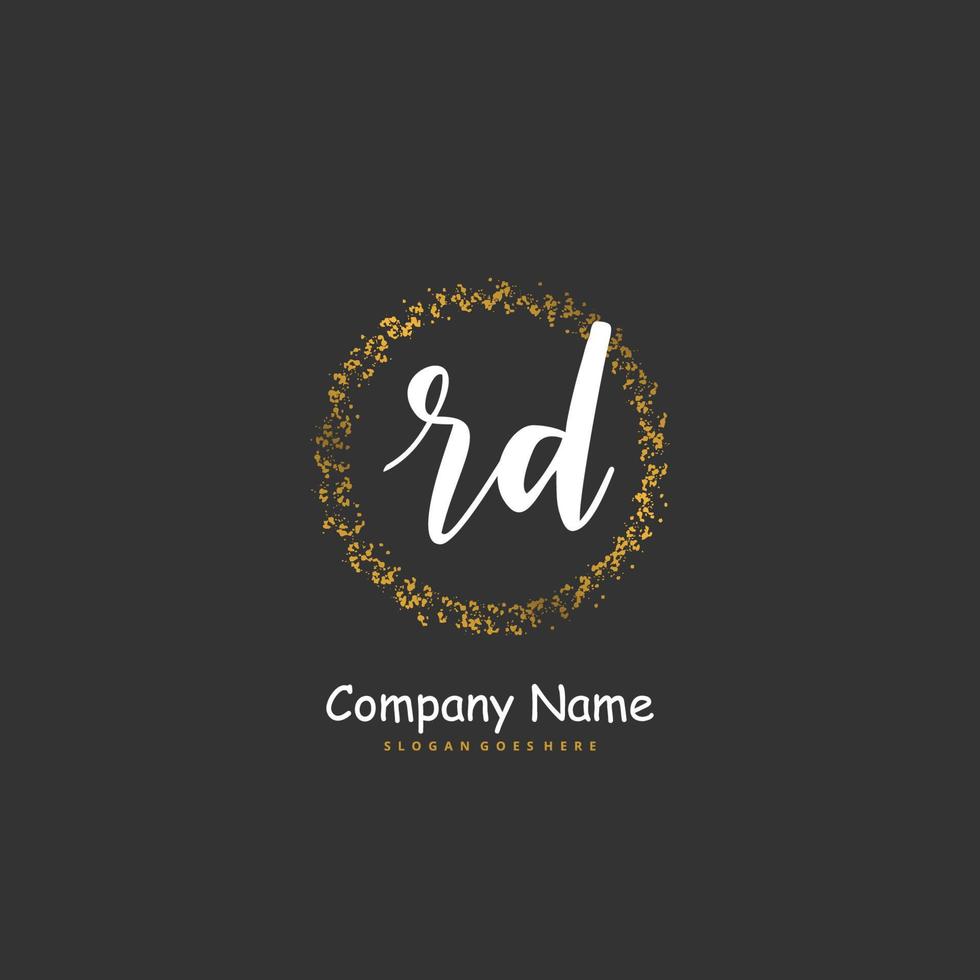 rd iniziale grafia e firma logo design con cerchio. bellissimo design manoscritto logo per moda, squadra, nozze, lusso logo. vettore