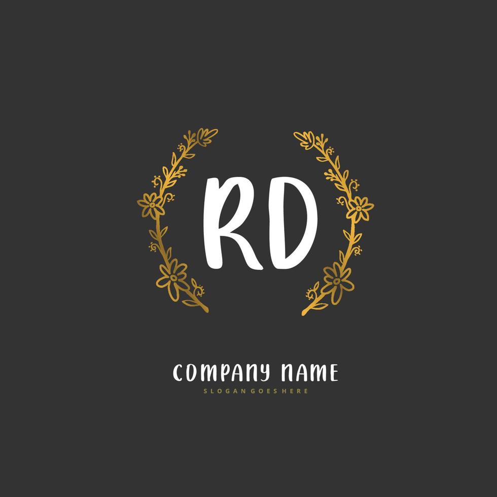 rd iniziale grafia e firma logo design con cerchio. bellissimo design manoscritto logo per moda, squadra, nozze, lusso logo. vettore