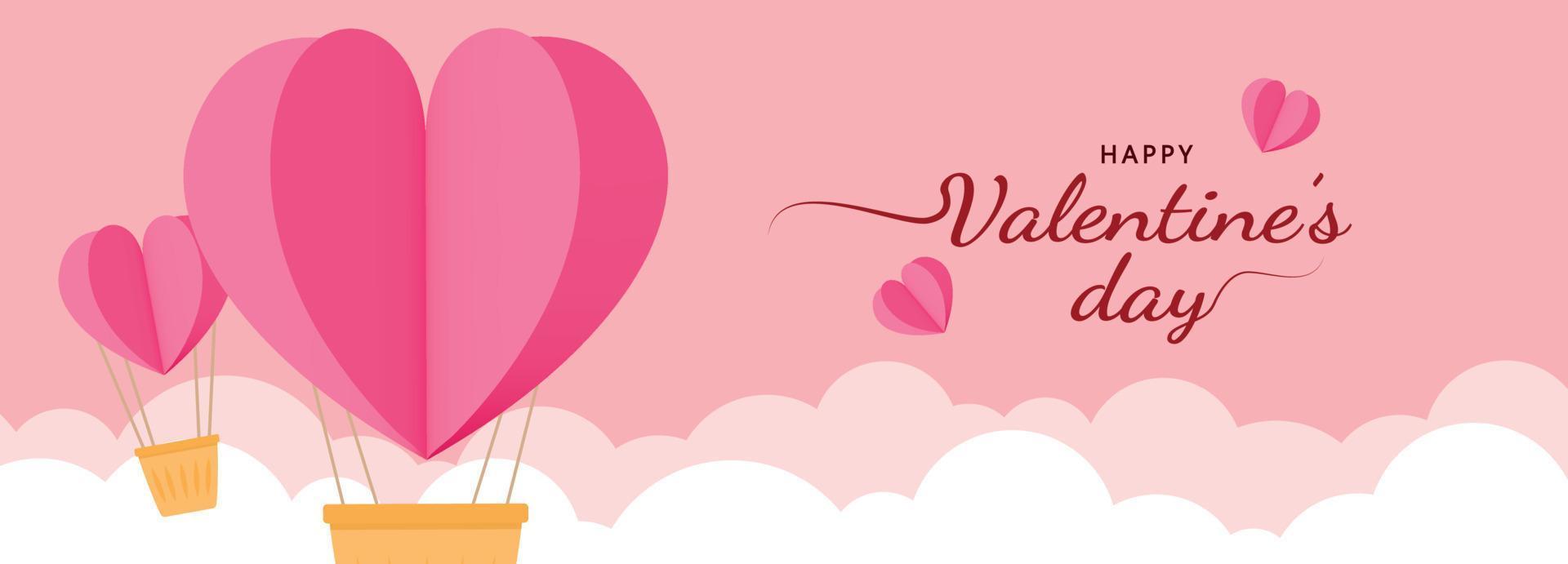 3d rosa cuore carta tagliare bandiera sfondo vettore illustrazione per San Valentino giorno nozze e compleanno modello animato design