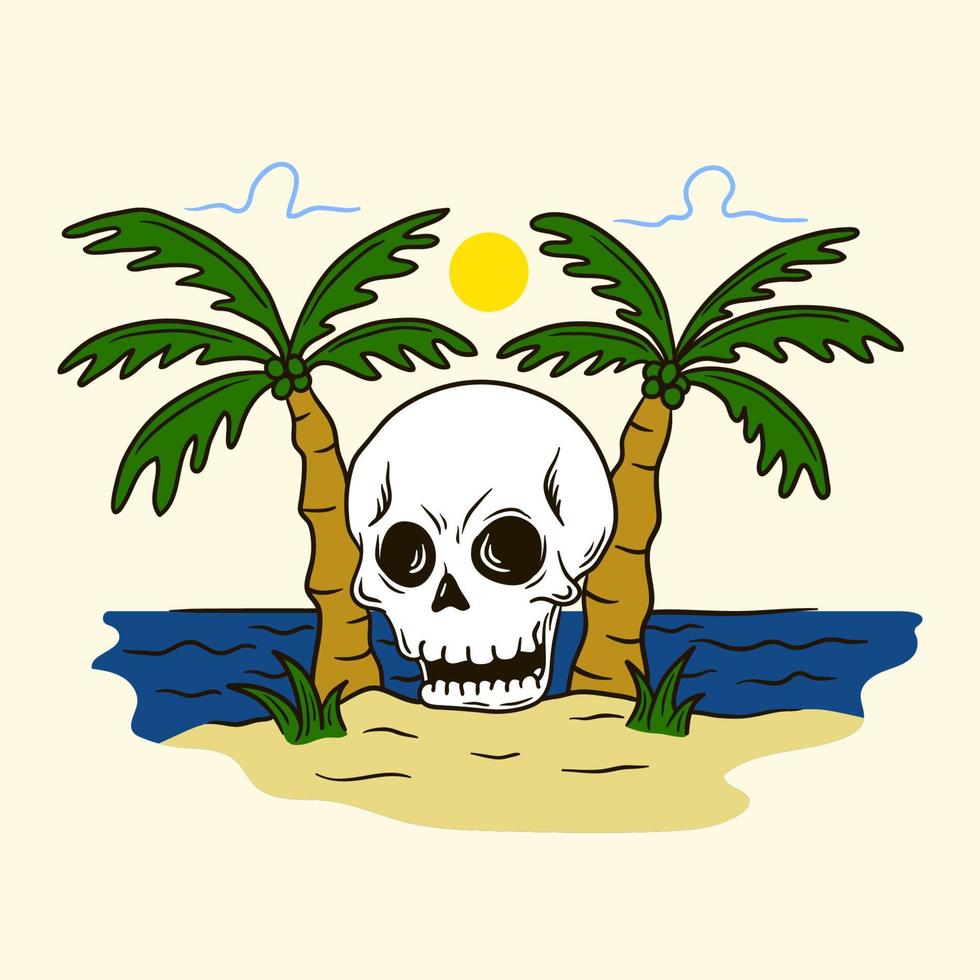 cranio rilassante su il spiaggia vettore illustrazione design