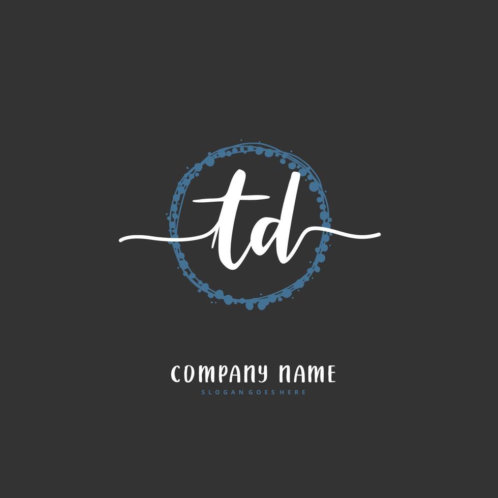 td iniziale grafia e firma logo design con cerchio. bellissimo design manoscritto logo per moda, squadra, nozze, lusso logo. vettore