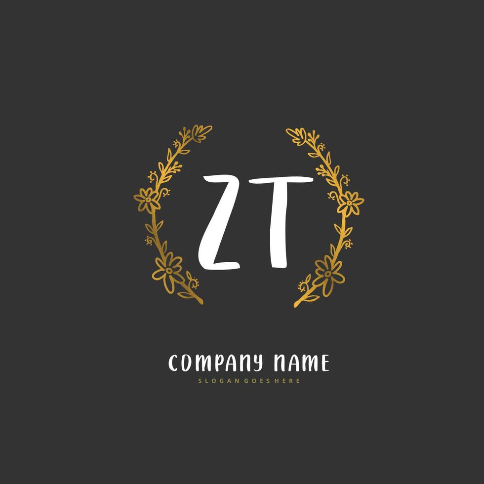 zt iniziale grafia e firma logo design con cerchio. bellissimo design manoscritto logo per moda, squadra, nozze, lusso logo. vettore