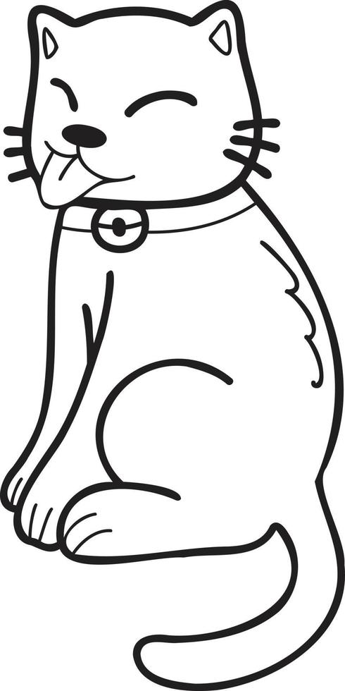 mano disegnato carino gatto Sorridi illustrazione nel scarabocchio stile vettore