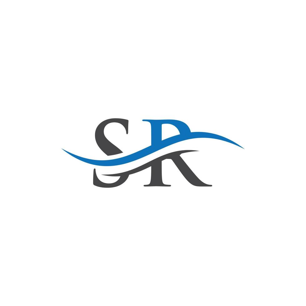 premio lettera sr logo design con acqua onda concetto. sr lettera logo design con moderno di moda vettore