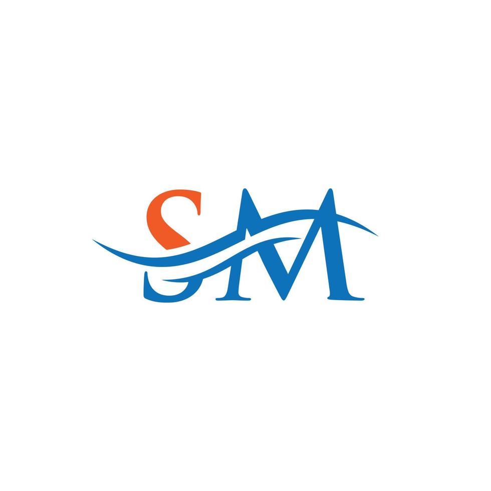 iniziale sm lettera attività commerciale logo design vettore modello con minimo e moderno di tendenza. sm logo design per attività commerciale