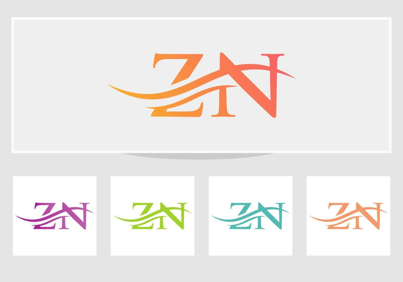 zn logo design. premio lettera zn logo design con acqua onda concetto vettore