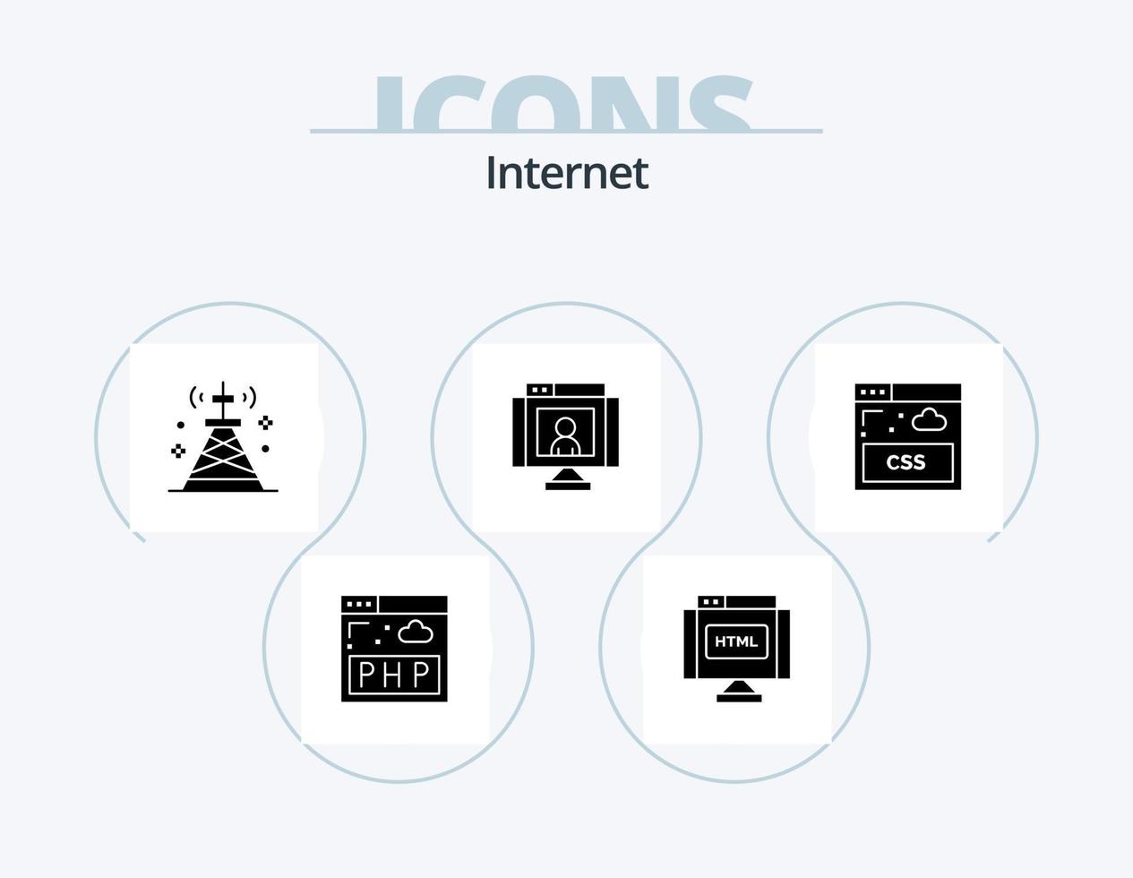 Internet glifo icona imballare 5 icona design. Internet. video. Rete. tecnologia. chiamata vettore