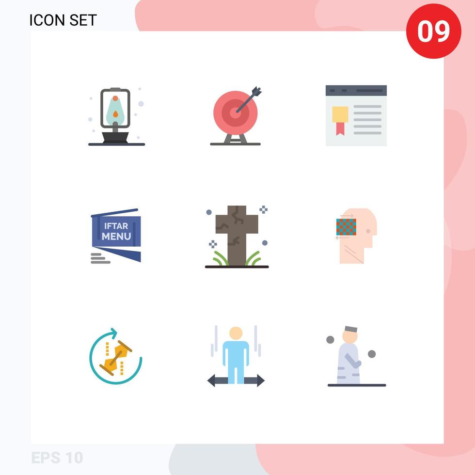 piatto colore imballare di 9 universale simboli di veloce Ramadan del browser menù sito web modificabile vettore design elementi