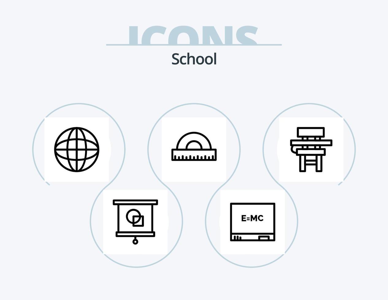 scuola linea icona imballare 5 icona design. ambientazione. mondo. classe. formula. tavola vettore