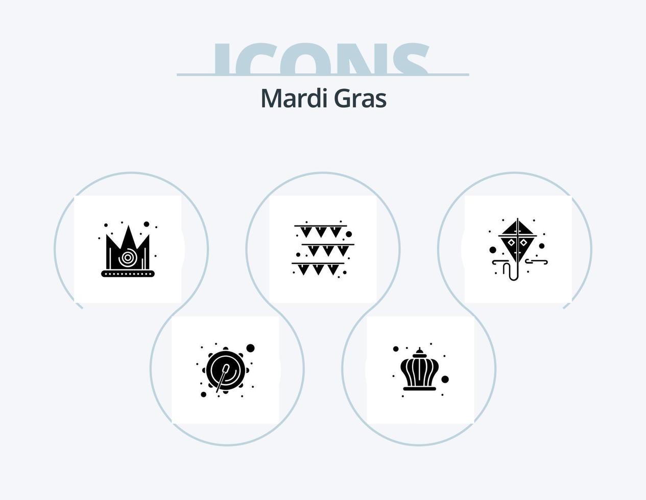mardi gras glifo icona imballare 5 icona design. primavera. aquilone. corona. gras. ghirlanda vettore