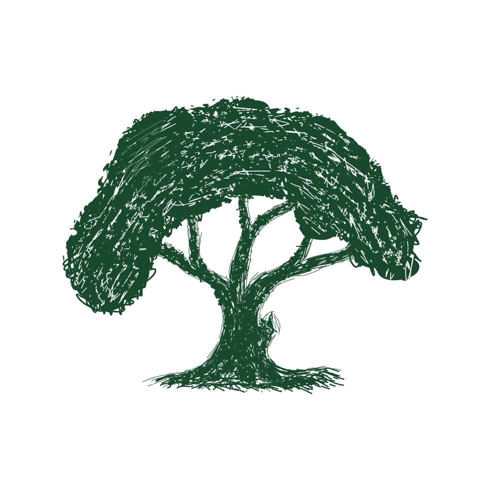 vettore del modello di logo dell'albero di quercia