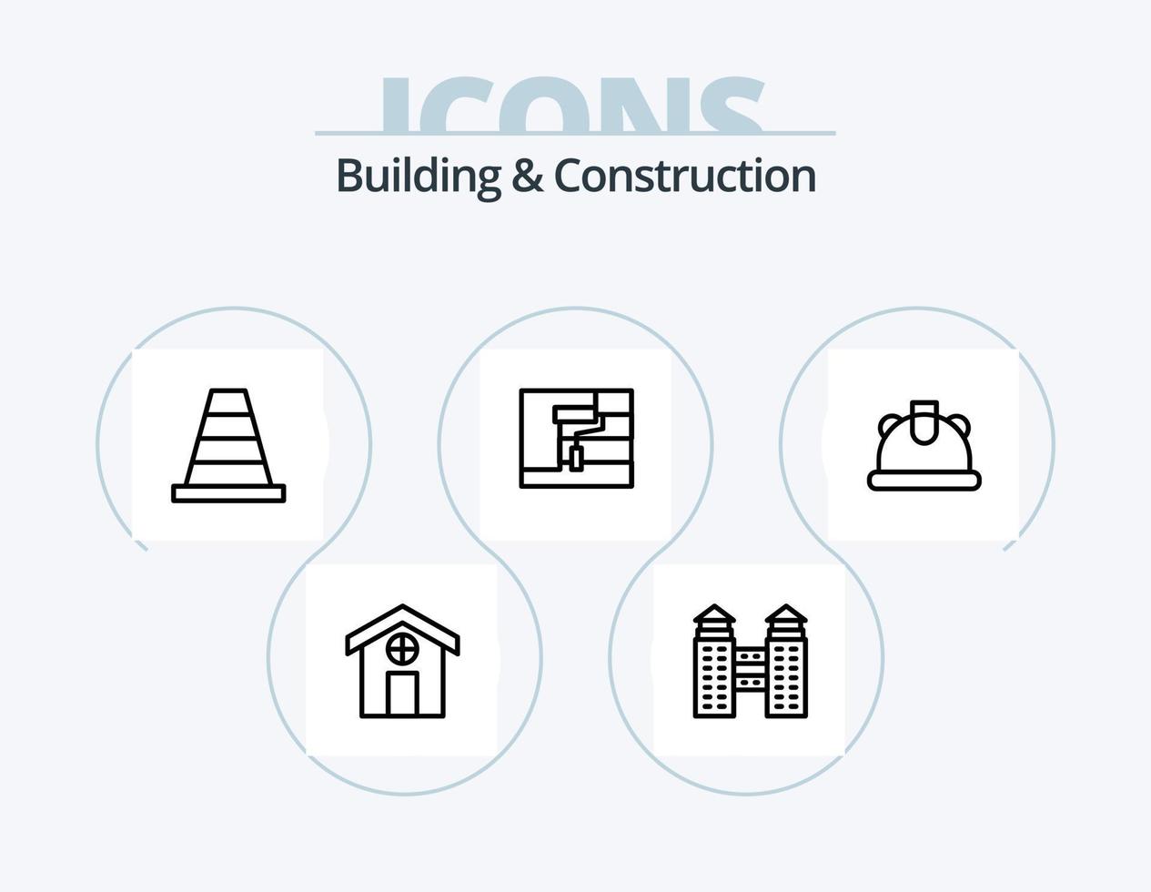 edificio e costruzione linea icona imballare 5 icona design. . barriera. macinino. barricata. rullo vettore