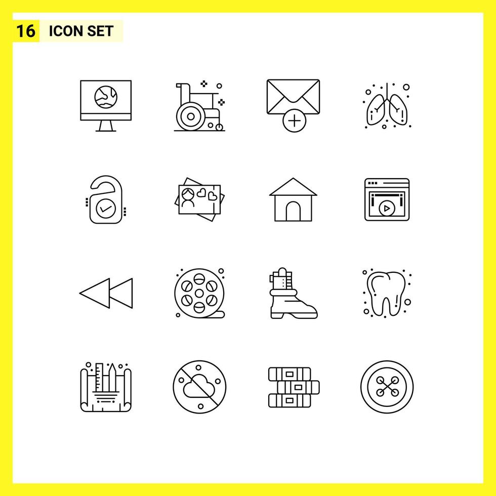 impostato di 16 moderno ui icone simboli segni per etichetta polmoni Salute Salute nuovo modificabile vettore design elementi