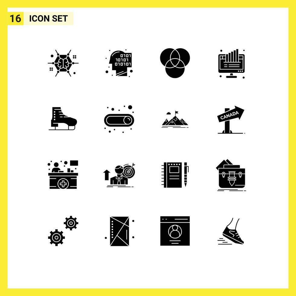 impostato di 16 commerciale solido glifi imballare per pattinare stivale riconoscimento torta computer modificabile vettore design elementi