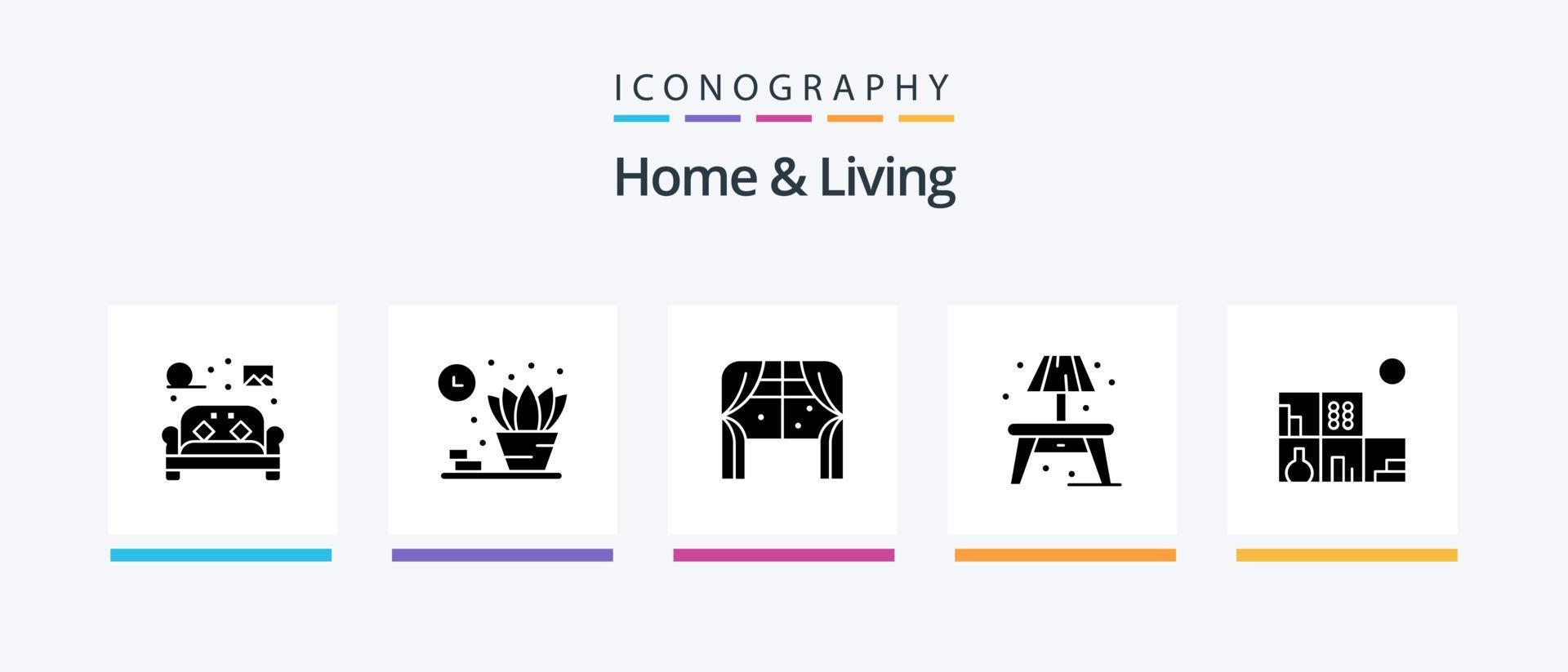 casa e vivente glifo 5 icona imballare Compreso scaffale. casa. arredamento. massa. casa. creativo icone design vettore