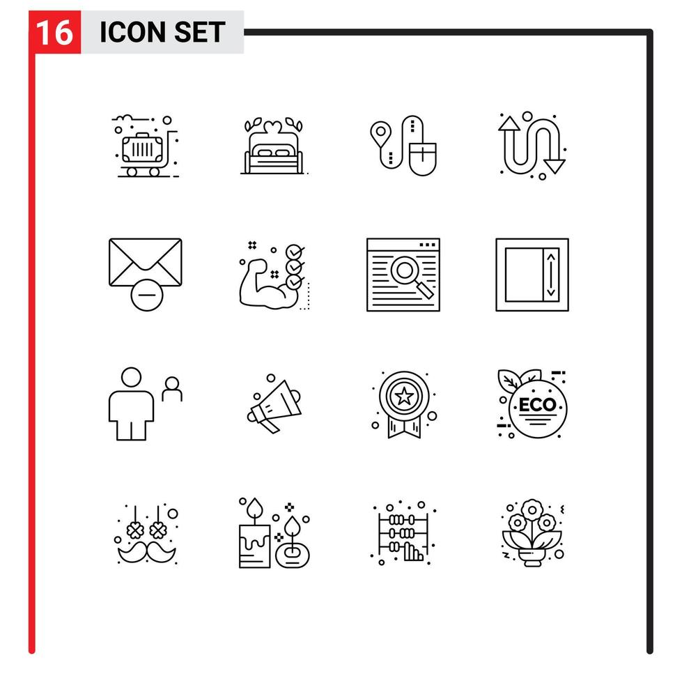 16 universale schema segni simboli di Messaggio Elimina topo orologio kit frecce modificabile vettore design elementi