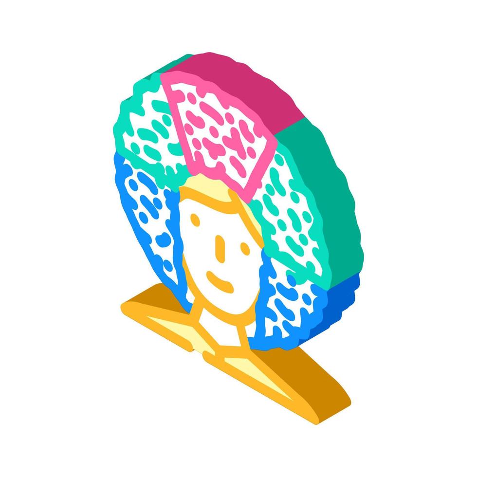 parrucca fan isometrico icona vettore illustrazione