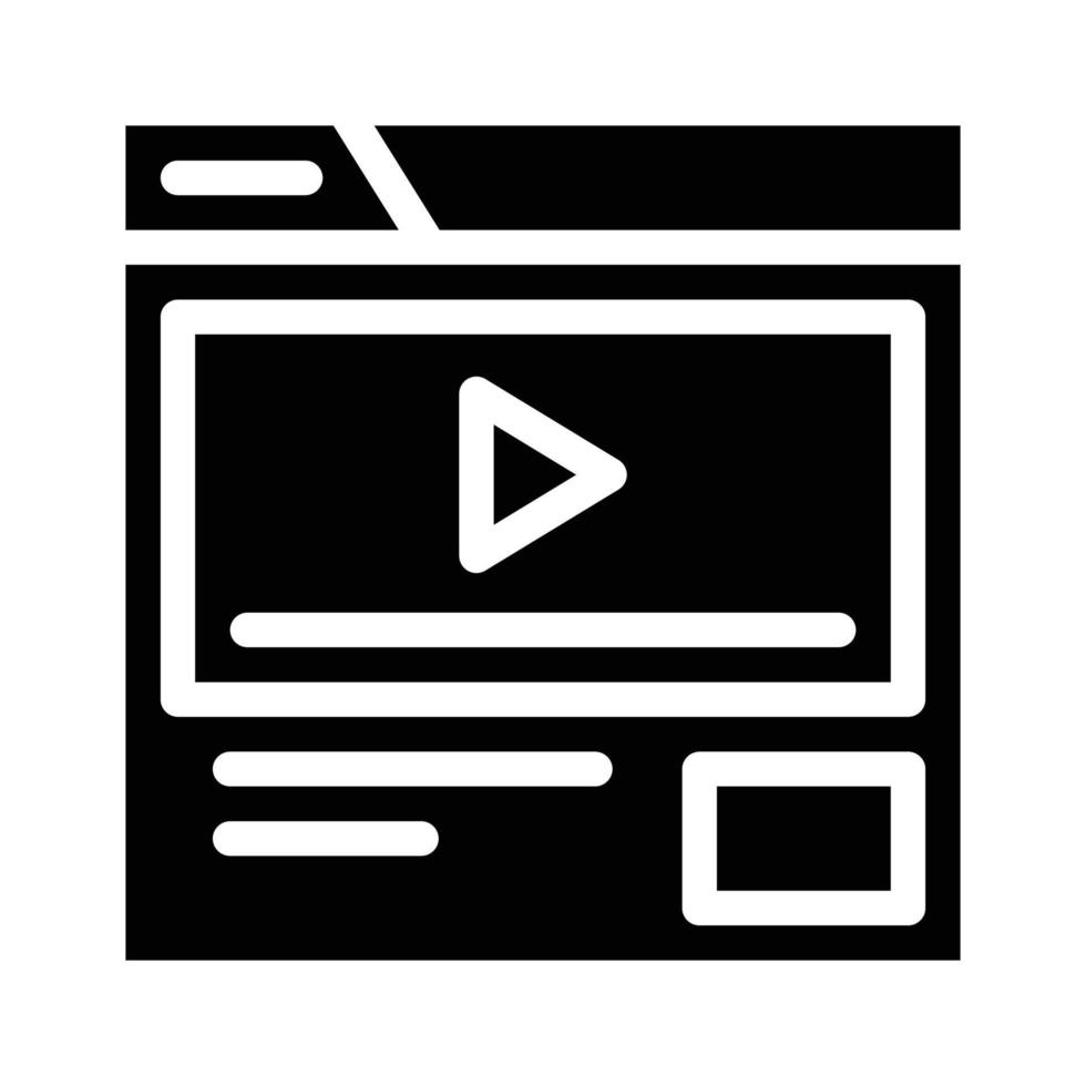 video pubblicità glifo icona vettore nero illustrazione