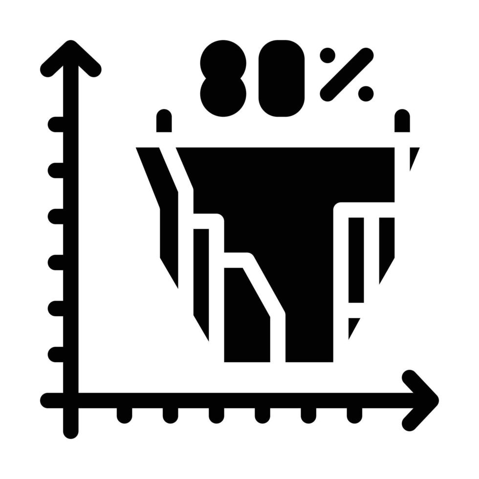 marketing analitica glifo icona vettore nero illustrazione