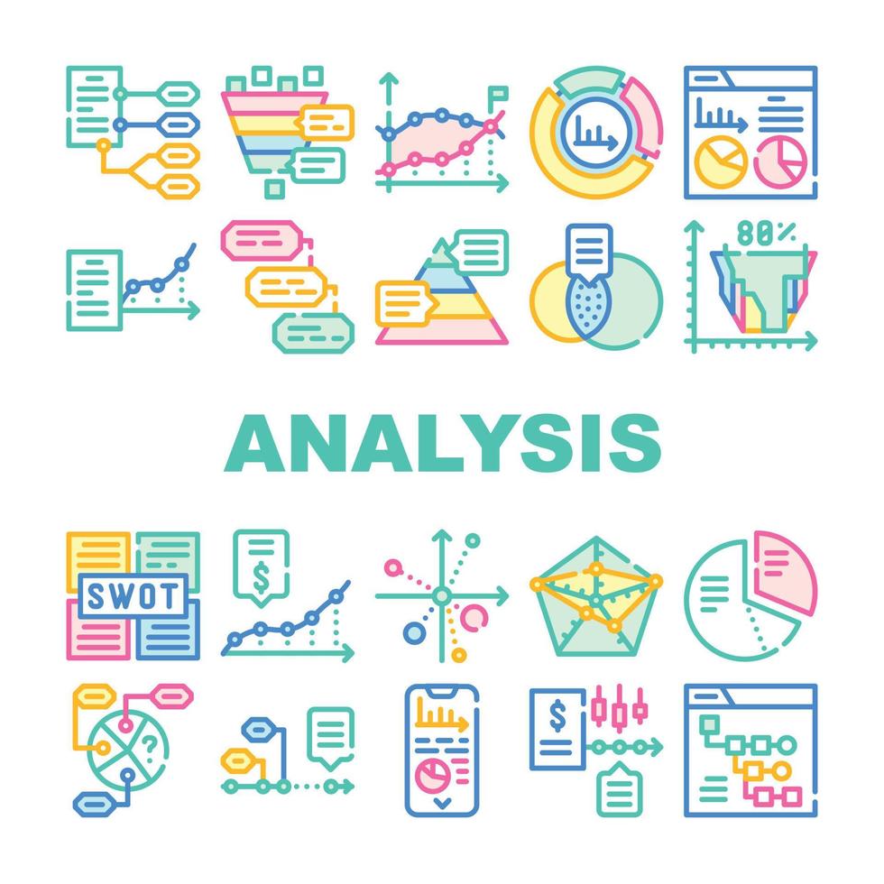 icone di raccolta del diagramma di analisi dei dati impostate il vettore