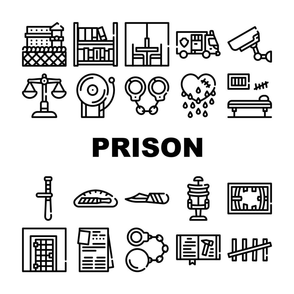 edificio carcerario e icone accessorie impostare il vettore