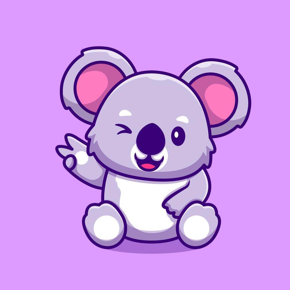 carino koala pace mano cartone animato vettore icona illustrazione. animale icona concetto isolato premio vettore. piatto cartone animato stile