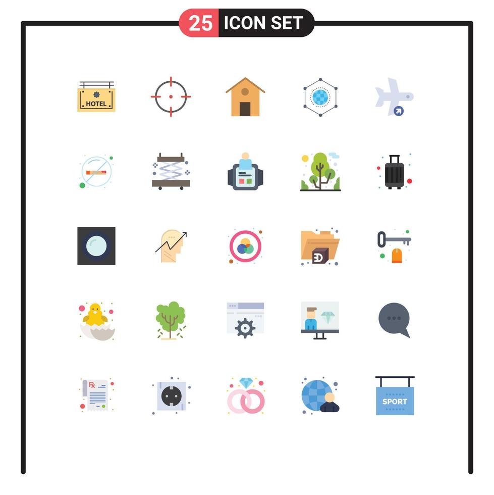 mobile interfaccia piatto colore impostato di 25 pittogrammi di aereo volo Casa attività commerciale dati modificabile vettore design elementi