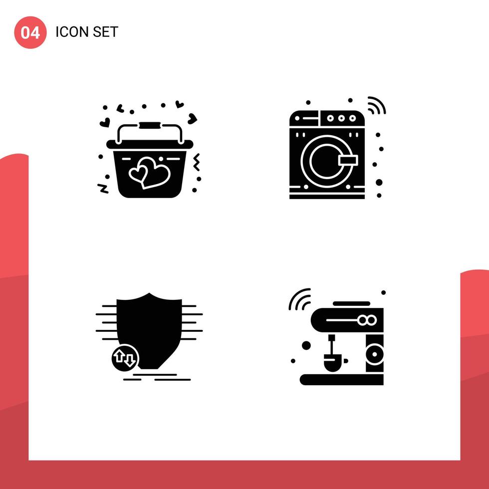 impostato di 4 commerciale solido glifi imballare per cestino finanziario romantico inteligente sicuro modificabile vettore design elementi