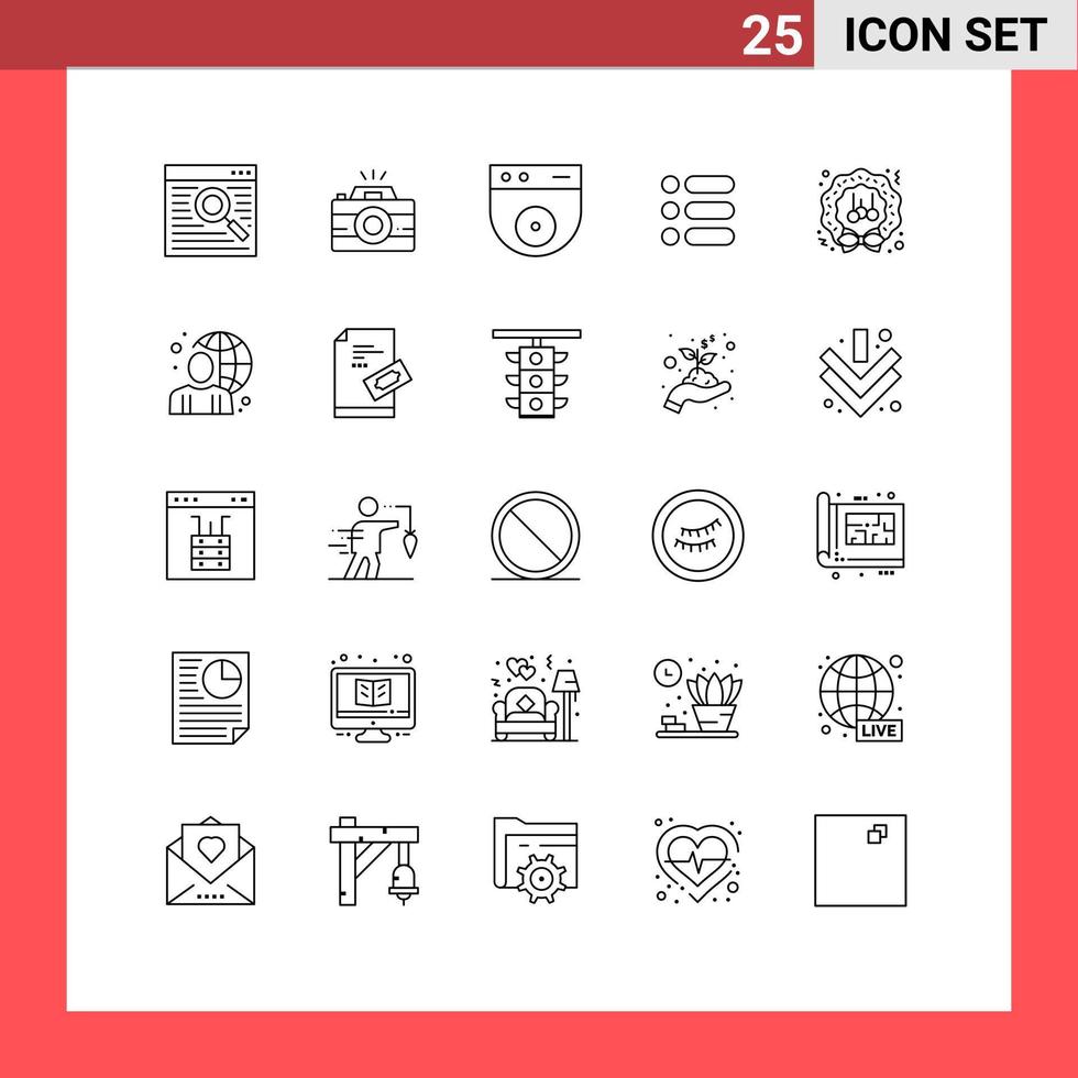 mobile interfaccia linea impostato di 25 pittogrammi di ghirlanda Natale Camera Scrivi compito modificabile vettore design elementi