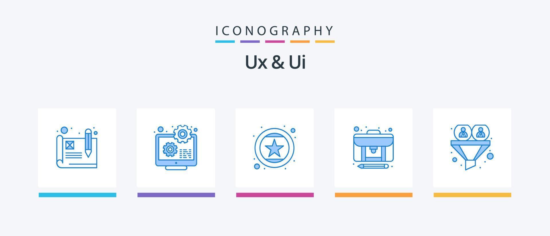 UX e ui blu 5 icona imballare Compreso conversione. Creatore. valutazione. contenuto. stella. creativo icone design vettore