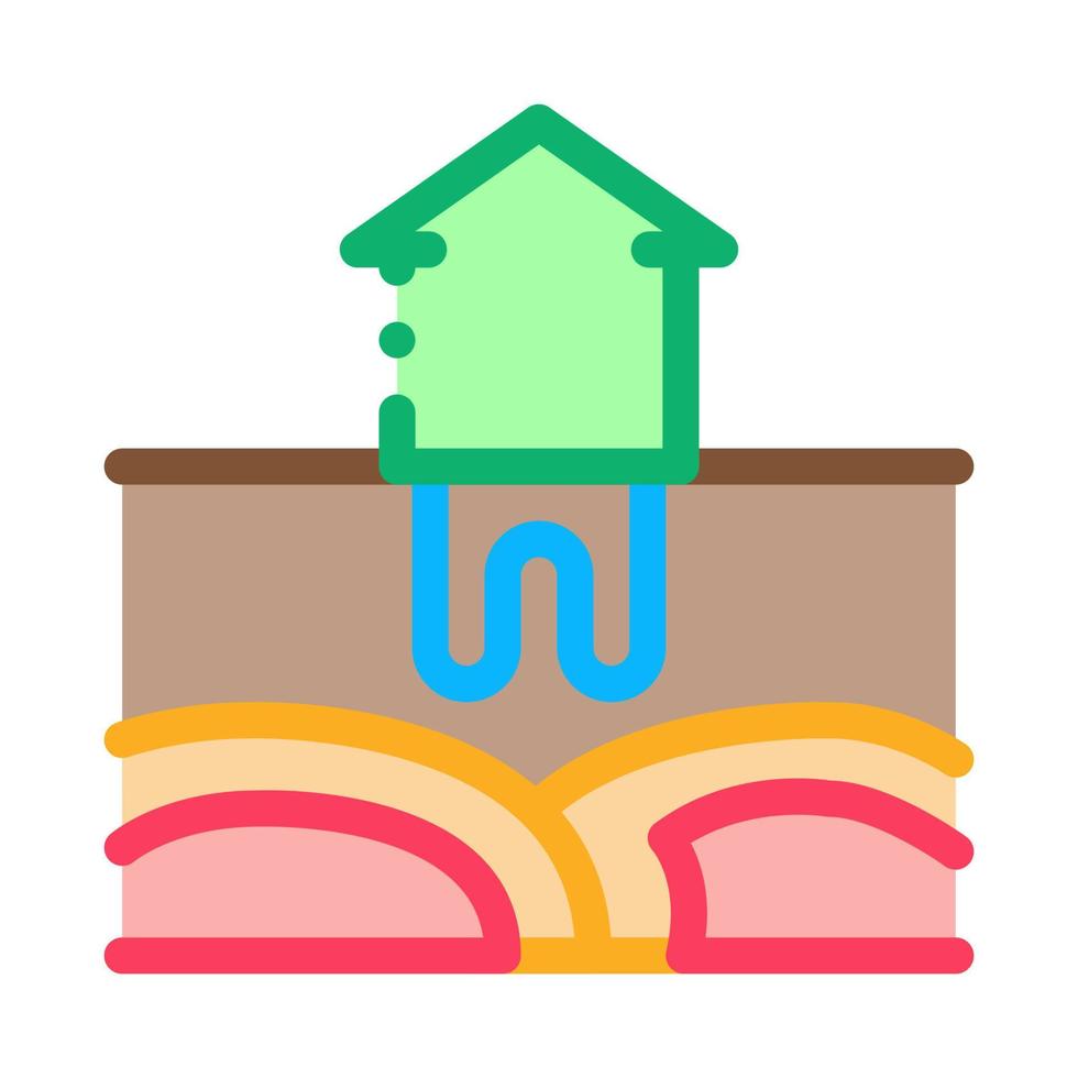 Casa geotermico riscaldamento energia icona vettore schema illustrazione