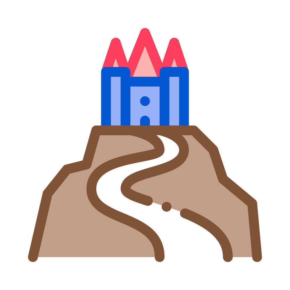 castello su collina icona vettore schema illustrazione