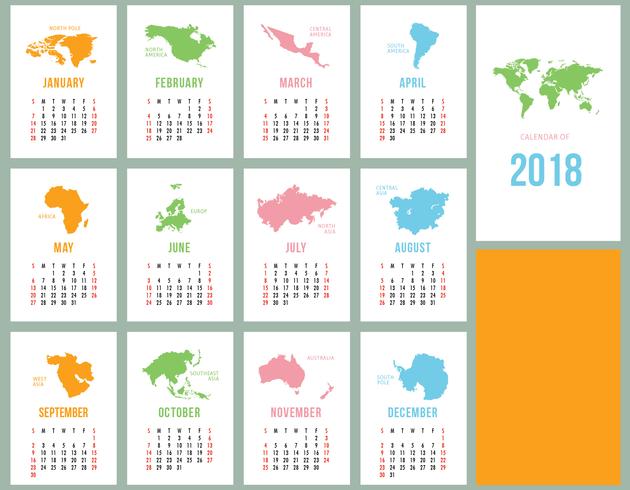 Calendario stampabile vettore