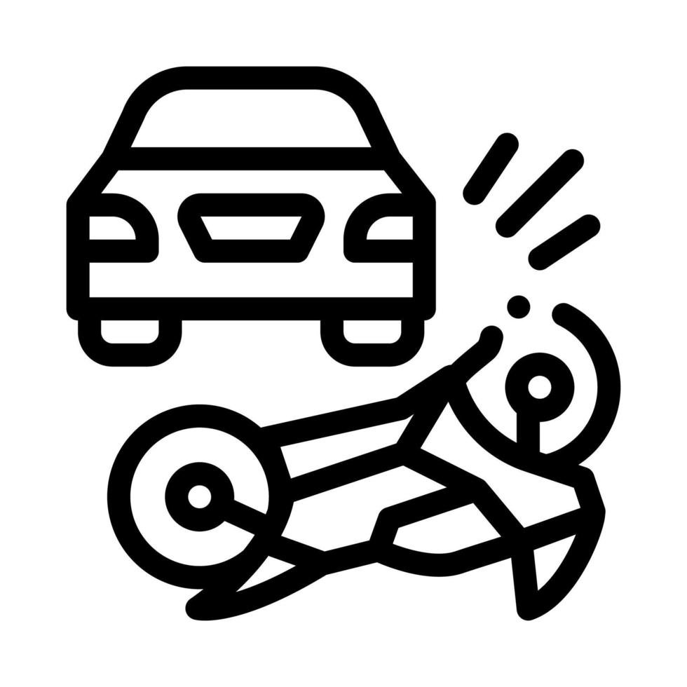 motociclo colpire di auto icona vettore schema illustrazione